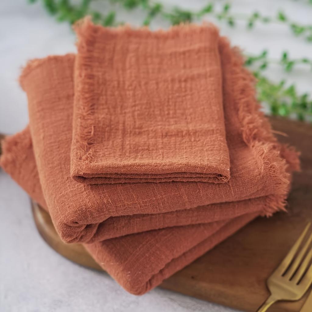 set of 10 Gauze Cotton Cloth Napkins 32x32cm Fabric Wedding Decor Everyday Use Dinner Tea Towel Table Village  Christmas Napkins