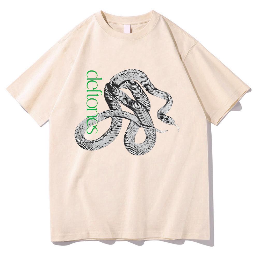 Deftones Logo Snake Tee Men Harajuku Cotton Gothic T Shirt Summer Vintage Loose Funny T-shirts for Women/Men Fashion Aesthetic 100% Cotton Tops Y2K