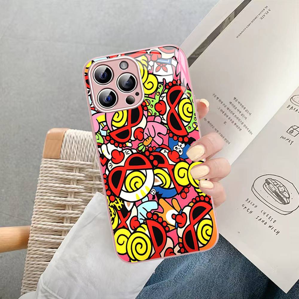 H-Hysteric Cute M-Mini Tempered Glass For Iphone 14 13 12 11 Pro Mini XS MAX 14Plus X XS XR Cover