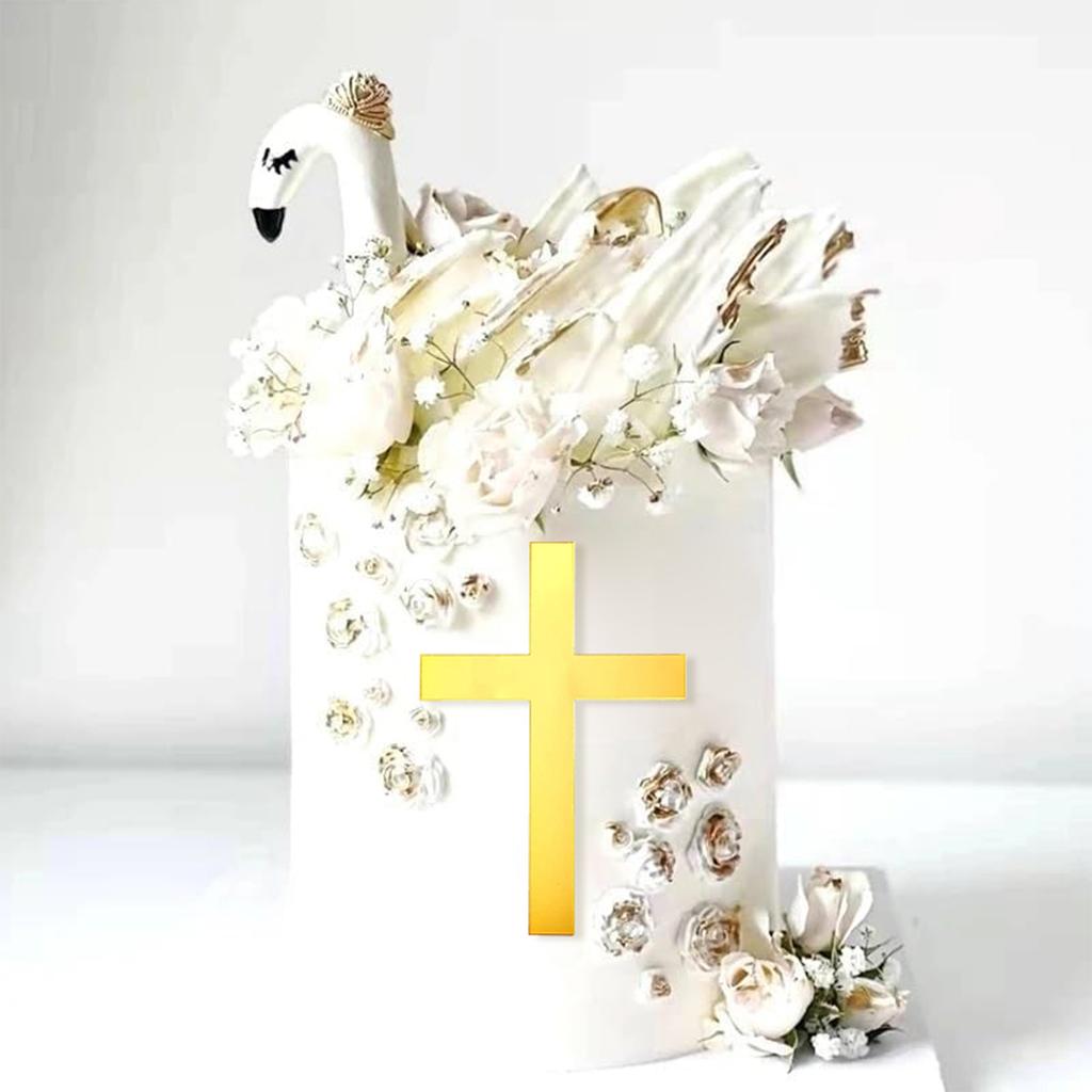 10-delars Set Guld Kors Cupcake Toppers Dop Första Nattvarden Tårtdekoration för Födelsedag Babyshower Festdekorationer