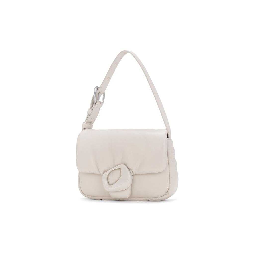 New CHARLES&KEITH PU Shoulder Bag, Small Square Bag, Pillow Bag, Shoulder Bag Women's Dark Brown/Noir Black/Ivory CK2-20271242