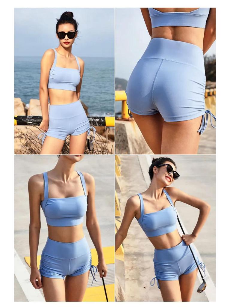High-Waisted No-Line Yoga Shorts with Drawstring - Nude Feel, Hip Lift, Three-Point Style for Women