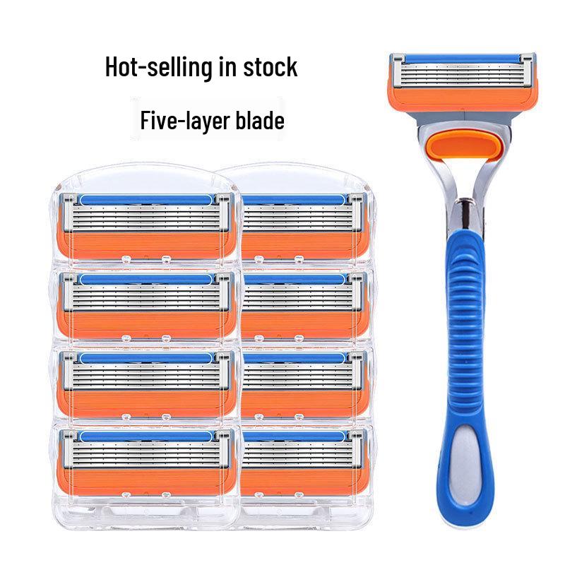 

Мужская пятислойная оранжевая бритва с ручной ручкой и 5 сменными лезвиями Default Option