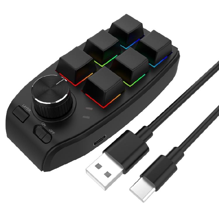 Custom Programming Macro Knob Keyboard 6 Keys 1 Knob Button Copy Paste USB RGB