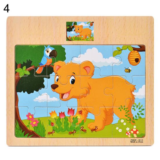 Wooden Colorful Dinosaur Zebra Animal Jigsaw Puzzles Board Intelligent Kids Toy