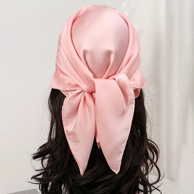 Luxury Silk feeling Scarf Women Satin Solid color Hijab RUNMEI Scarves Muslim Pareo Bandana Female Shawl Wrap Headband Foulard