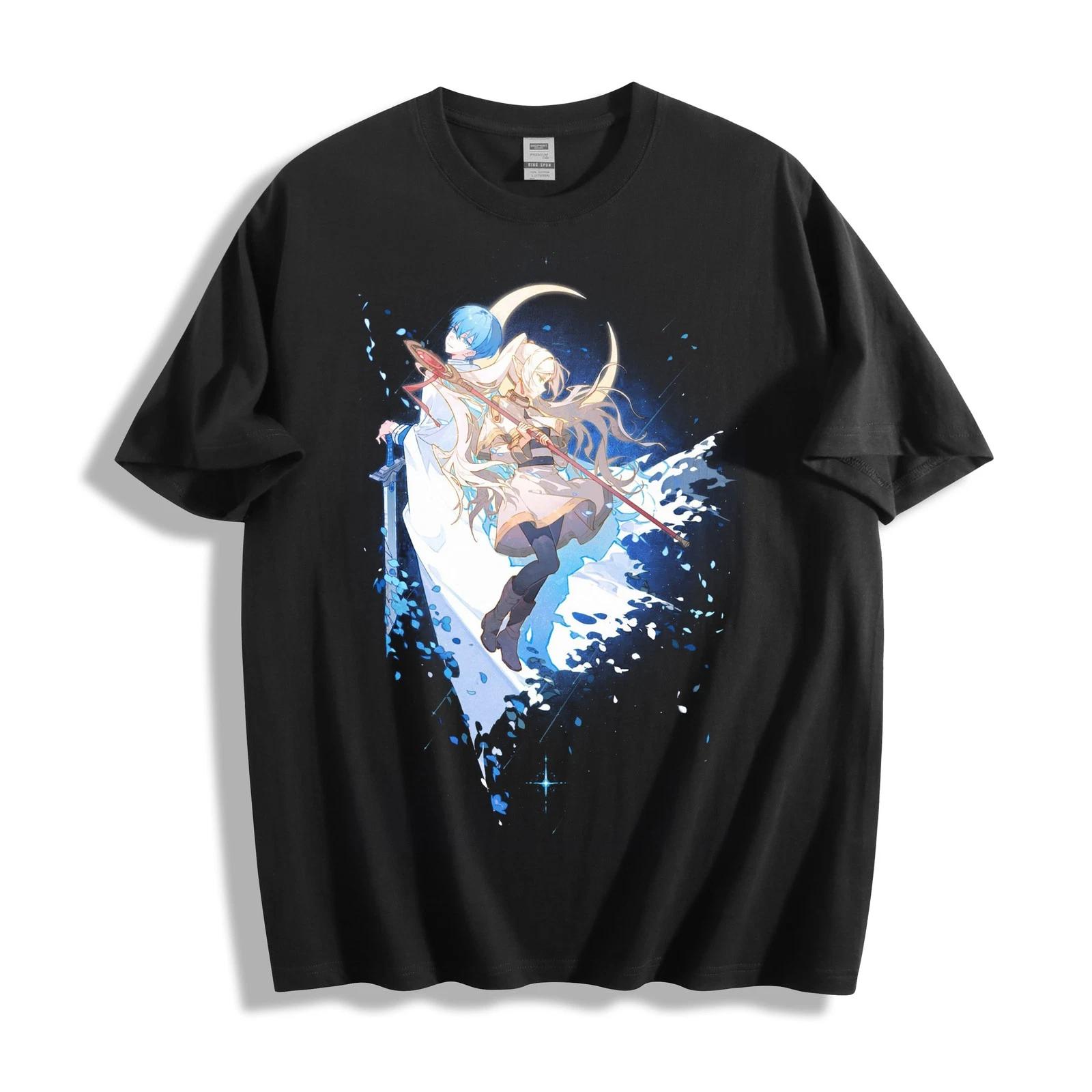 Frieren: Beyond Journey s End Frieren & Himmel Moonlit Anime T-Shirt- Unisex Tee XS