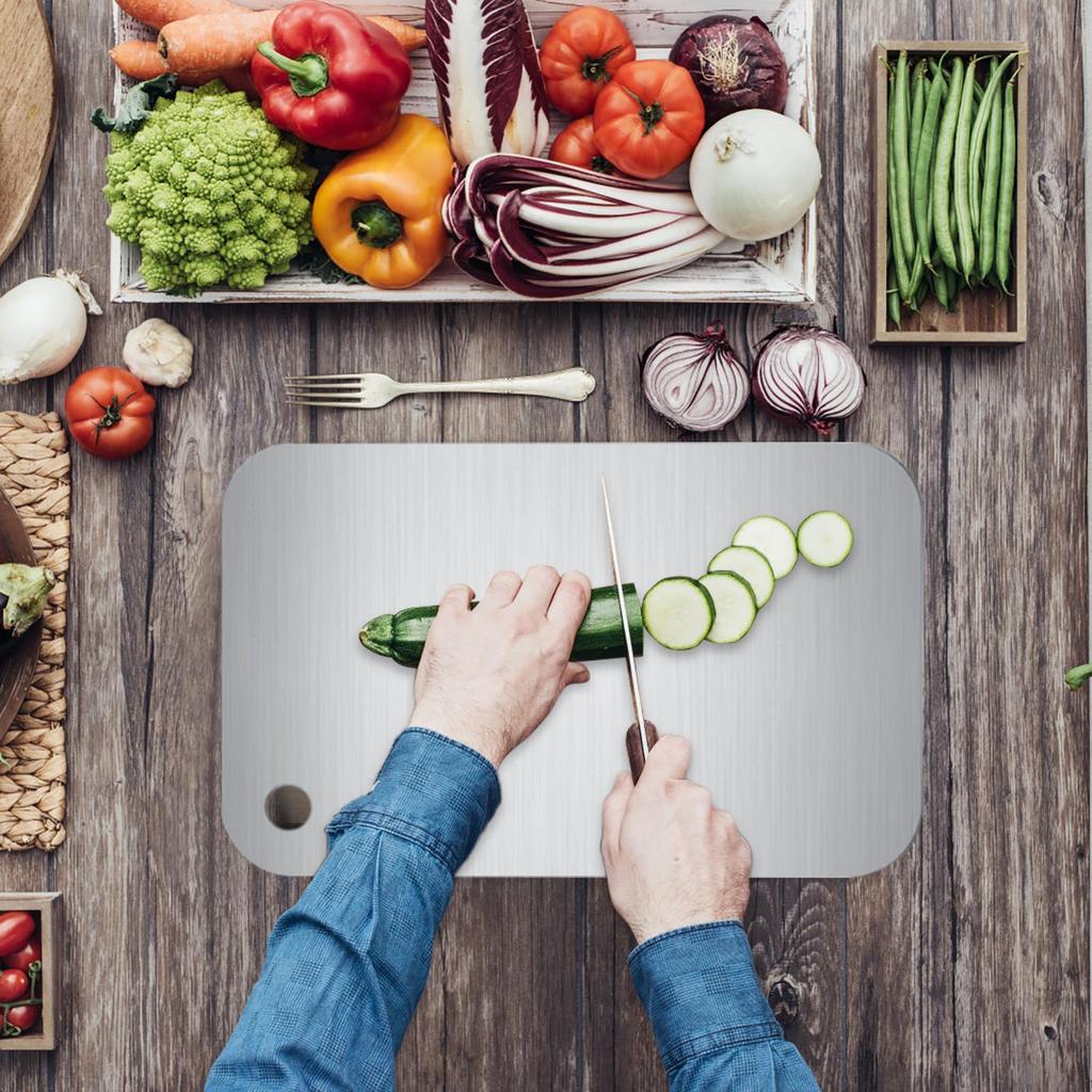 Double-Sided Titanium Cutting Board Food Grade Kitchen Mat, Portable Serving Tray For Meat Vegetable Cheese Preparation Supplies