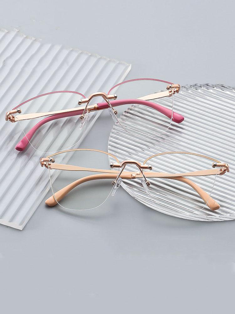 2025New Rimless Reading Eyeglasses Woman Anti-blue Light Eyewear Retro Fashion Versatile Clothin G