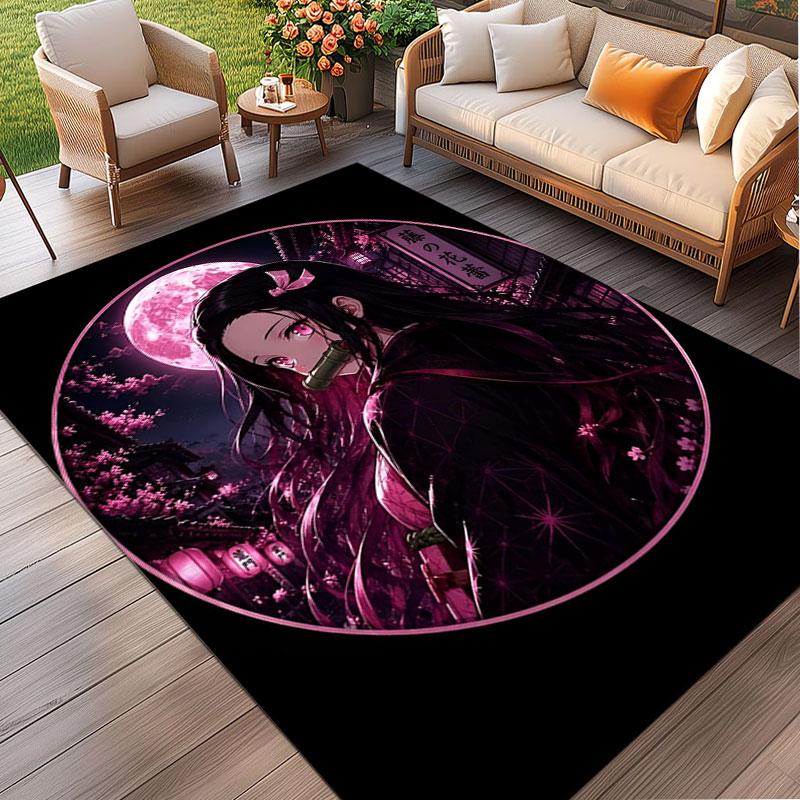 Demon Slayer Print Rug, Washable Floor Carpet, For Entryway Dorm Laundry Room Office Study, Home Decor Birthday Christmas Gift