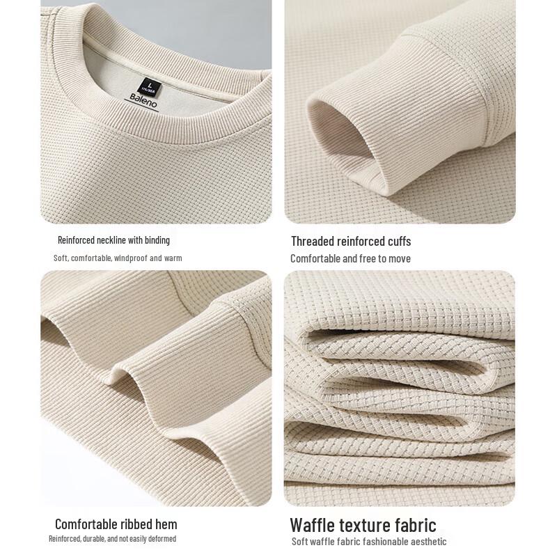 Baleno Men's Heavyweight Waffle Knit Sweatshirt with JPB Black Cat Print