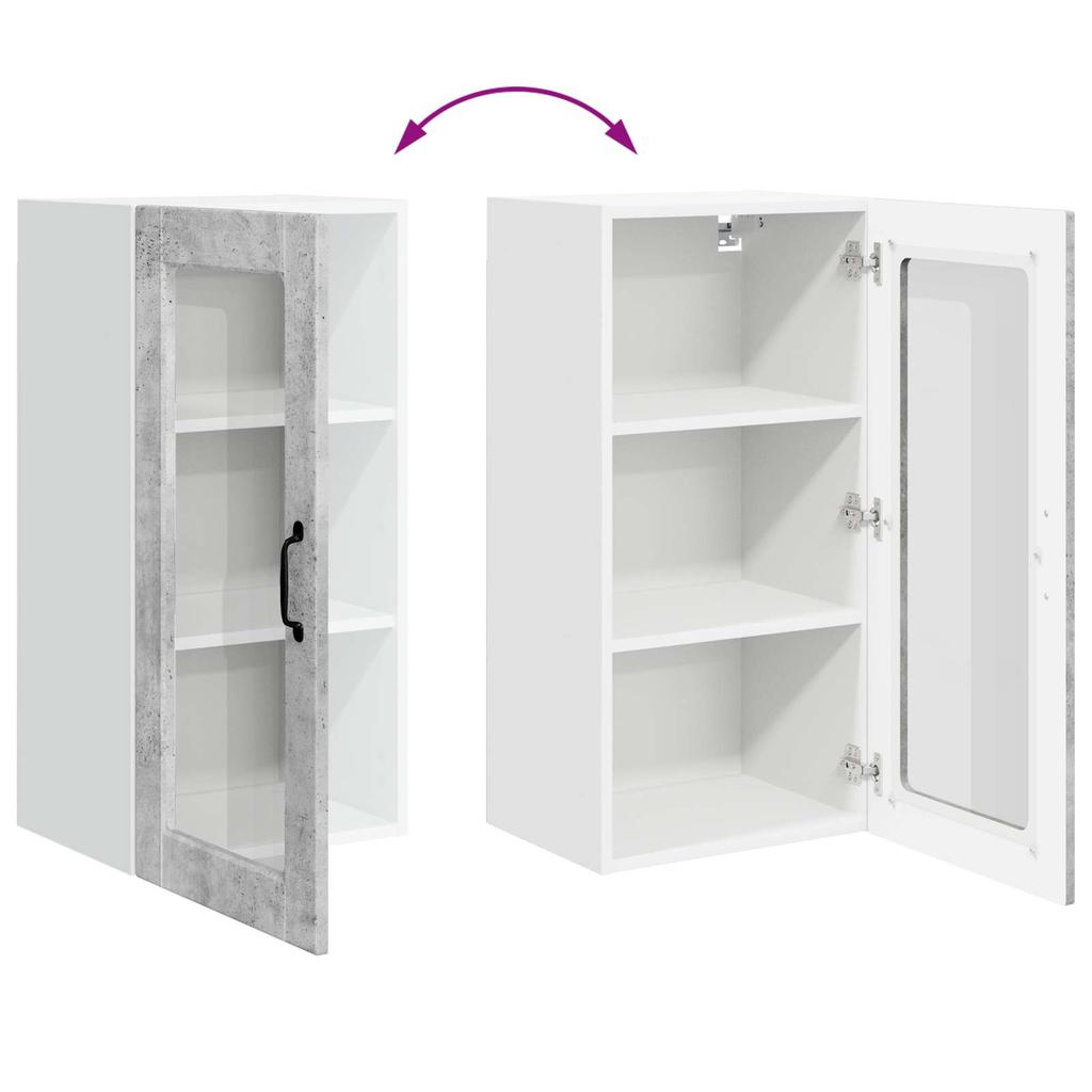 Wall Mounted Glass Cabinet LUCCA 2 pcs Concrete Grey 40 x 31 x 80 cm