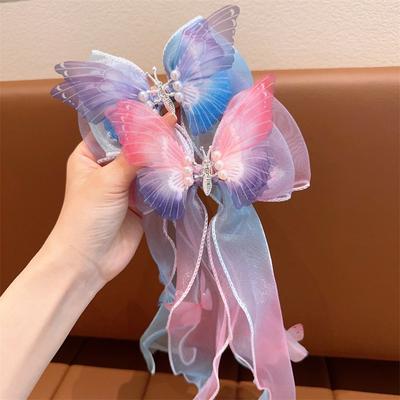 2025 New Fluttery Butterfly Tulle Ribbon Hair Clips for Girls—vibrant Moving Wings, Fairy Tulle Streamers, Cute Princess Style