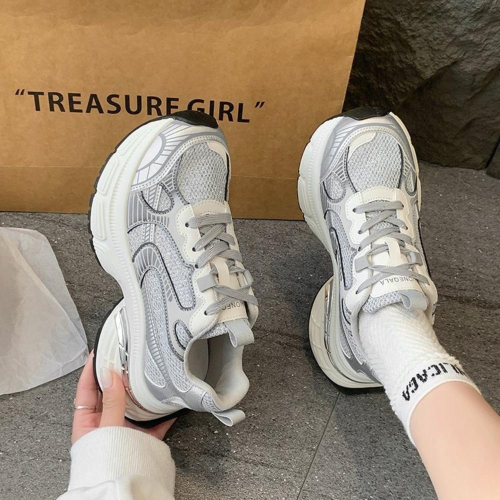 2025 Summer New Women's Mesh Ins Dad Shoes Chunky Sole Versatile Athletic Shoes Casual Street Style Sneakers