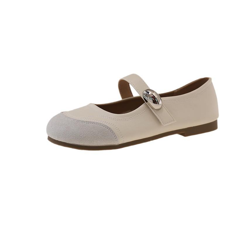 Soft leather Mary Jane single shoes women's 2025 spring and autumn new flat-soled soft-soled Velcro comfortable fashion with casual shoes