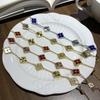 Mini Four-leaf Clover Five-petal Laser Enamel Hand Chain Bracelet - Vintage Court Style