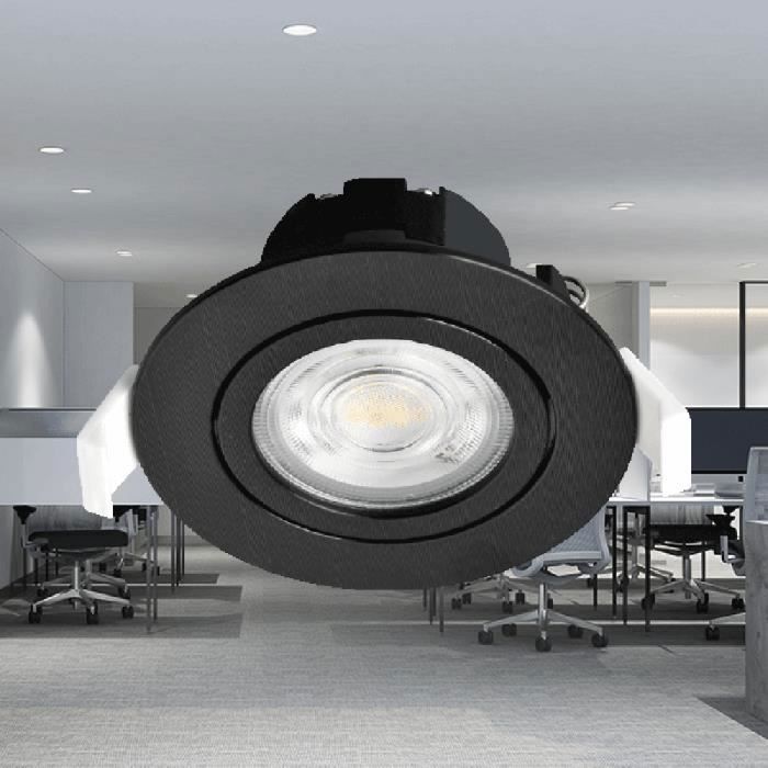 Lot of 100 3-in-1 Round Black Recessed LED Spotlights 7W IP20