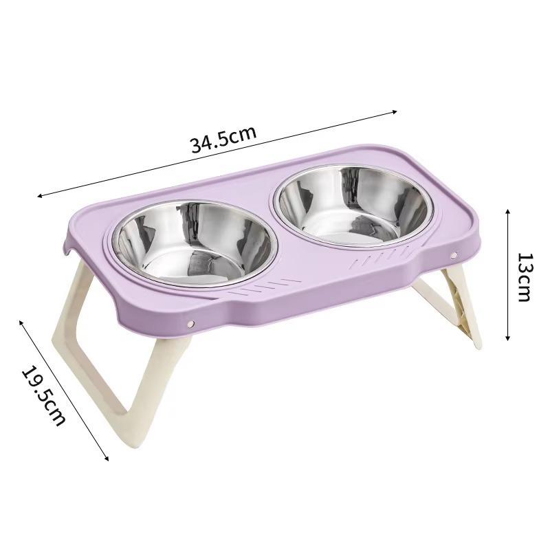 Foldable Cat Bowl Double Pet Bowl Stainless Steel Puppy Dog Feeder Water Food Bowl With Stand Feeding Dish Drinker Pets Supplies