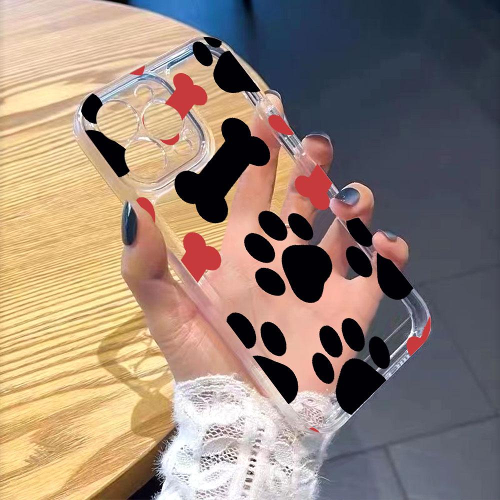 Paw Print Bone Pattern Phone Case for Xiaomi Redmi Note 15 14 13 12 11 10 9 8 7 Pro Plus Soft Shockproof Protective Cover