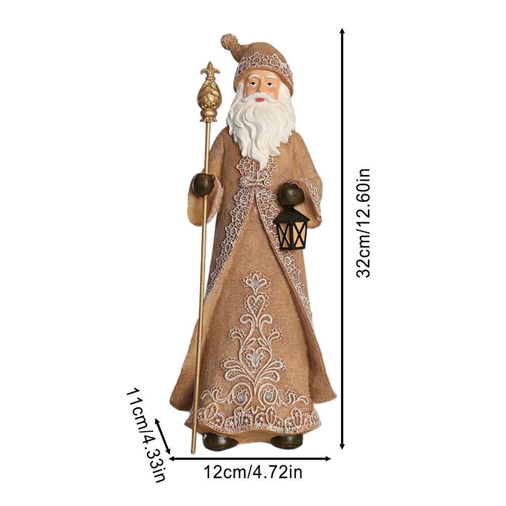 Christmas Statue Resin Christmas Statue Table Ornaments 32cm Classic Handmade Imitation Linen Sculpture Realistic Santa Claus