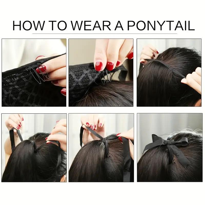 Extensions de cheveux synthétiques longues et raides en fibre résistante à la chaleur pour queue de cheval, accessoires capillaires quotidiens pour femmes