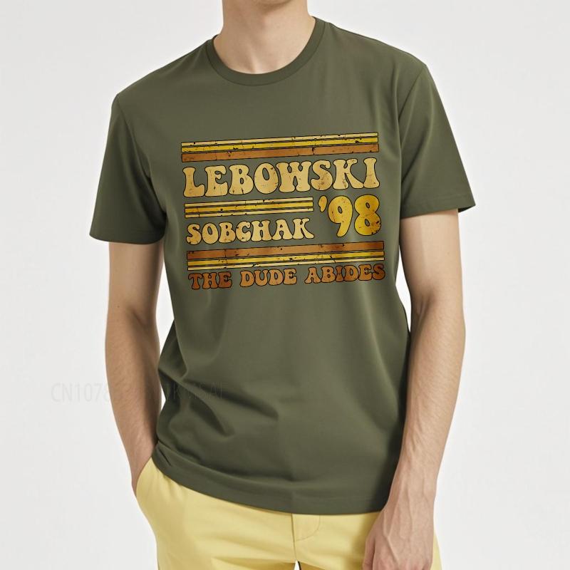 Big size summer For men tshirt Lebowski Sobchak 98 The Dude Abides Short Sleeve New Arrived Round Neck tees cotton men tops