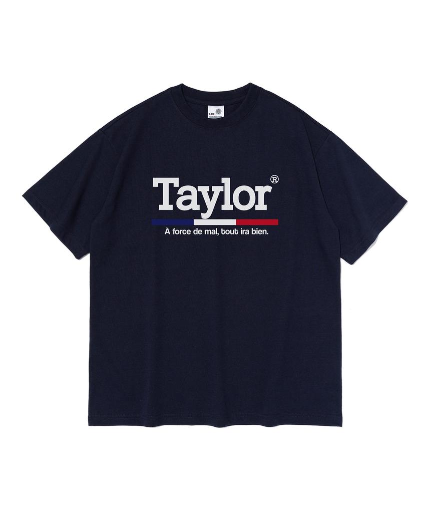 TAILOR STUDIO Typo Oversized Short Sleeve T-Shirt (Navy)