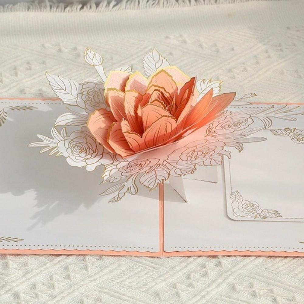 Paper Sculpture 3D Flower Greeting Card Romantic Romantic Wedding Card  For Family Friends