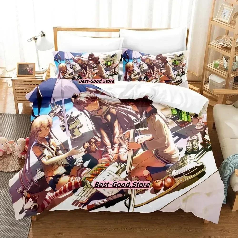 New Kawaii Kantai Collection Bedding Set Single Twin Full Queen King Size Bed Set Adult Kid Bedroom Duvetcover Sets Anime Bed