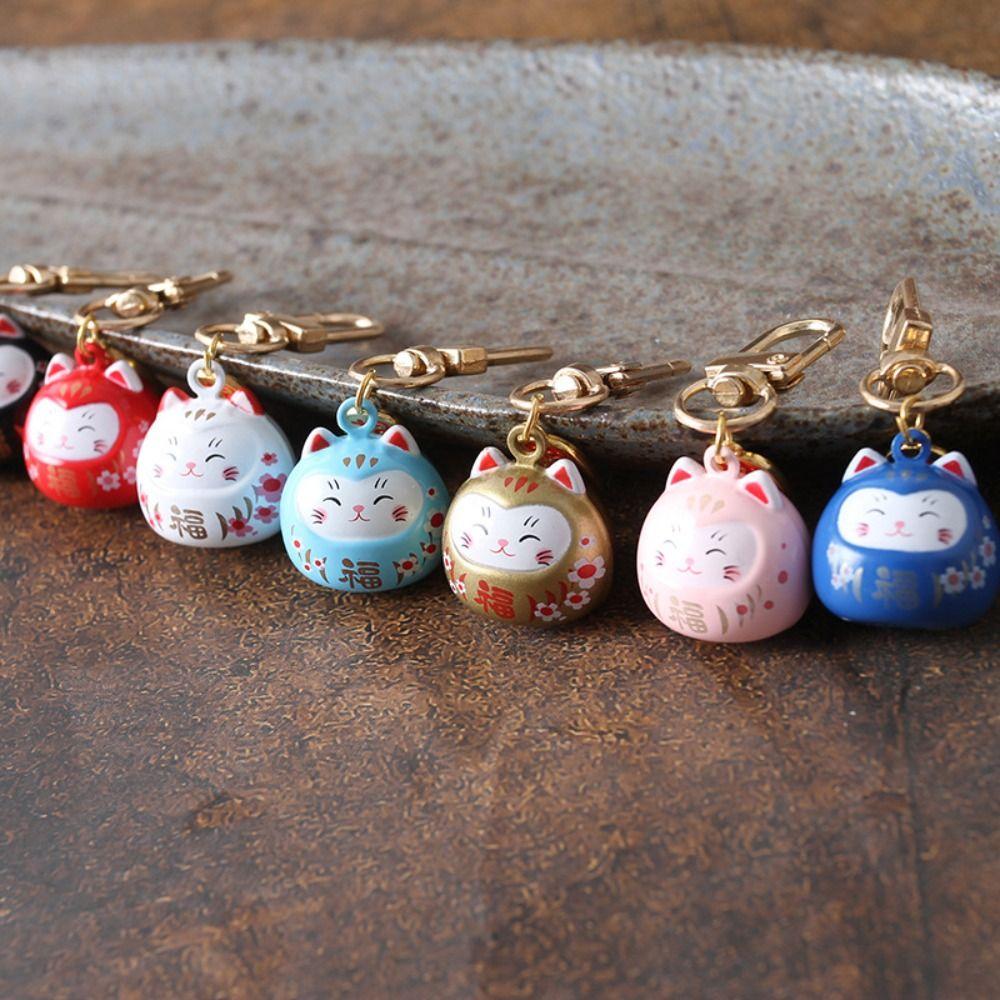 Kreatives Geschenk Glückskatze Schlüsselanhänger Glückskatze Daruma Glocken Anhänger Schlüsselanhänger