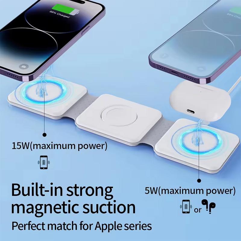50w 3 in 1 Wireless Charger Magnetic Foldable Charging Station Travel Charger for iphone Samsung Fast charging Wireless Charger