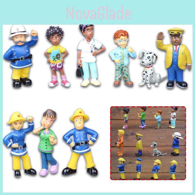 Charming 12pcs Cartoon Fireman Sam Mini Models For Enthusiastic Collectors And Decorators