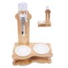 Wood Raised Cat Food Bowls Multifunctional 2 in 1 Automatic Cat Water Feeder and Food Bowl Set with Stand for Dog Pets
