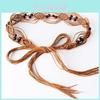 Ceinture de taille tressée style ethnique pour robes avec décoration à franges pour un look vintage décontracté