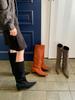 Autumn and winter new boots, pointed head inner height increase, straight boots, retro belt buckle suede women's boots
