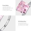 MODIAN 925 Sterling Silver Pink Crushed Ice Cut 2ct Square Sparkling Ring For Platinum Plated Women Classic Wedding Jewelry Gift