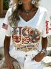 European and American Style Women's Clothing Casual V-neck Short-sleeved T-shirt D Digital Printing Source Wholesale