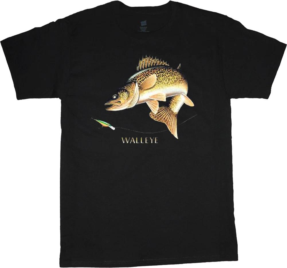 Walleye shirt men s fishing t-shirt black t-shirt walleye fish lure tee XL