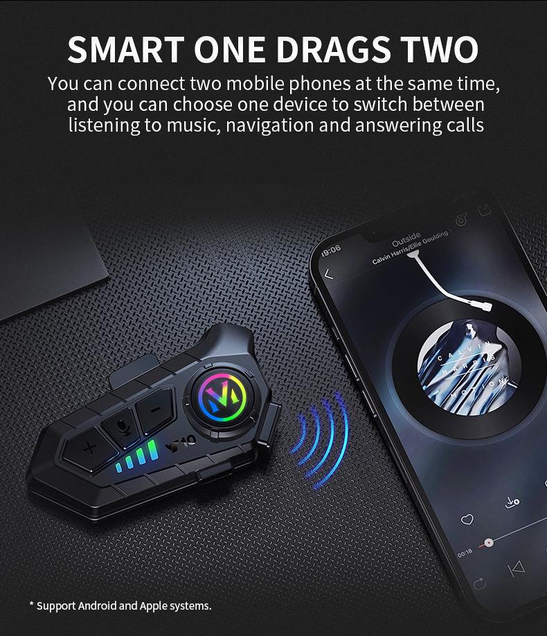 Y10 Waterproof Bluetooth Noise-Cancelling Motorcycle Helmet Headset