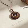 Customizable cute pet portrait circular woven wooden pendant, pet commemorative anniversary gift jewelry