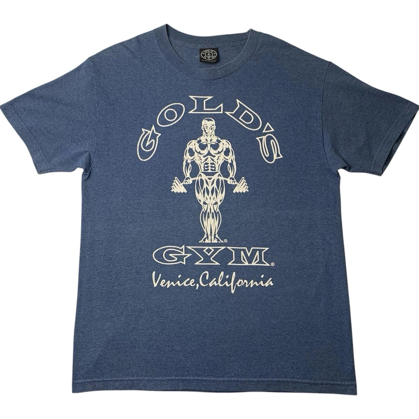 Vintage Gold’s Gym T-Shirt Men’s Bodybuilding Workout Fitness Muscle Tee S-5XL 2XL