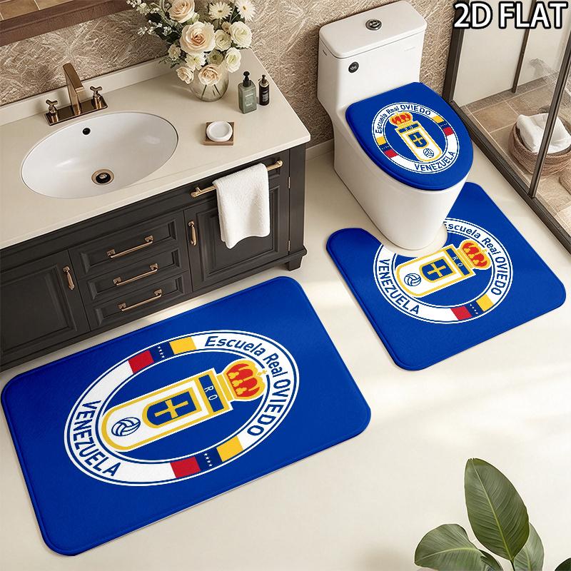 3pcs Real Oviedo Pattern Flannel Nonslip Absorbent Washable Decorative Bathroom Home Toilet Seat Cover Mat