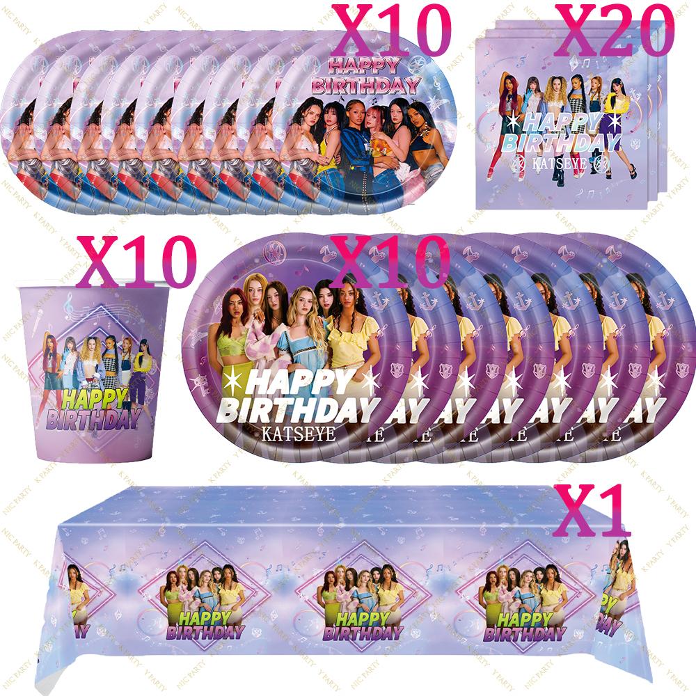 K&Katseye Birthday Party Supplies For Kpop Decor Girl Fans Plate Cup Napkin Topper Balloon Party Decoration Baby Shower Gift