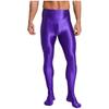 Mens Glossy Stretchy High Waist Fake Two Piece Tights Pants Leggings Yoga Wear
