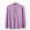 Medium and Elderly Women's Clothing Autumn and Winter Fleece Thickened Integrated Fleece Knitted Crew Neck Top Mother Clothing Warm Wool Clothes