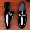 Fashion Men Luxury Designer patent Leather Mules Male Summer Fashion Casual Breathable Comfy Sandals Open Back Low-heel Slippers
