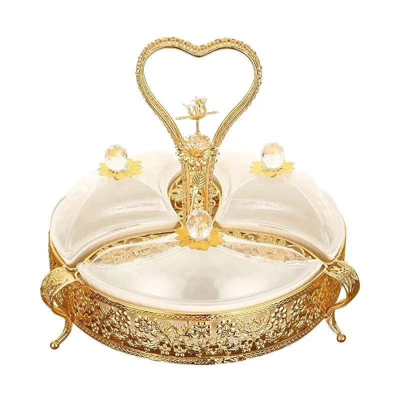 Luxury Fruit Plates Home Creative Fashion Fruit Bowl Living Room European Style Partition with Cover Candy Dried Fruit Tray