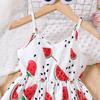 Children Girls Splicing Watermelon Print Dress Summer Kids Backless Dresses Child Costumes Outfits Beach Baby Clothing