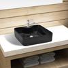 Day and Night - Day and Night Square Ceramic Washbasin with Black Tap/Drain Hole