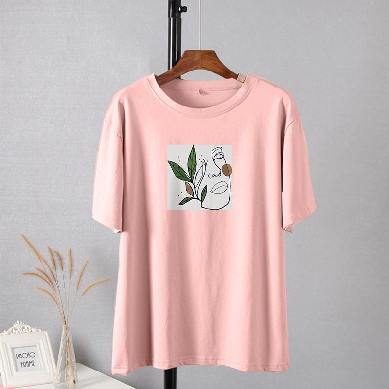 Shellsuning Oversized Aesthetic Printing T-shirts for Women Summer New 100% Cotton Casual Retro Basic Tees Female Korean Harajuku Tops